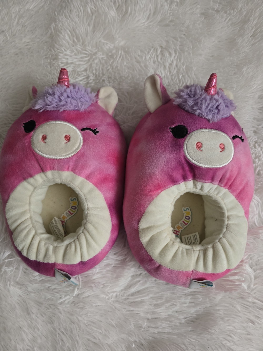Squishmallows Pink Unicorn Plush Slippers for Kids